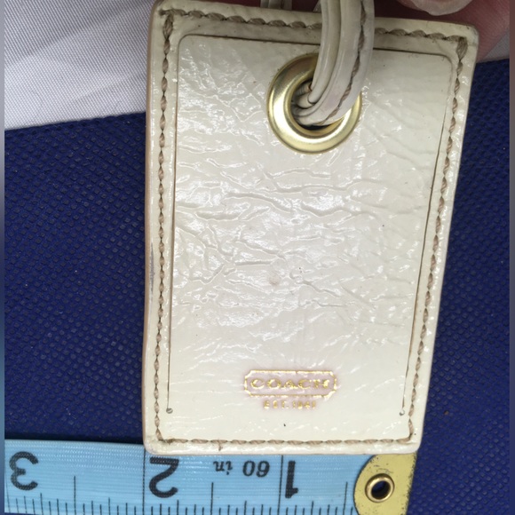 Coach Patent Crinkle Leather Gold Lettering ID Tag Luggage Tag - Picture 2 of 6